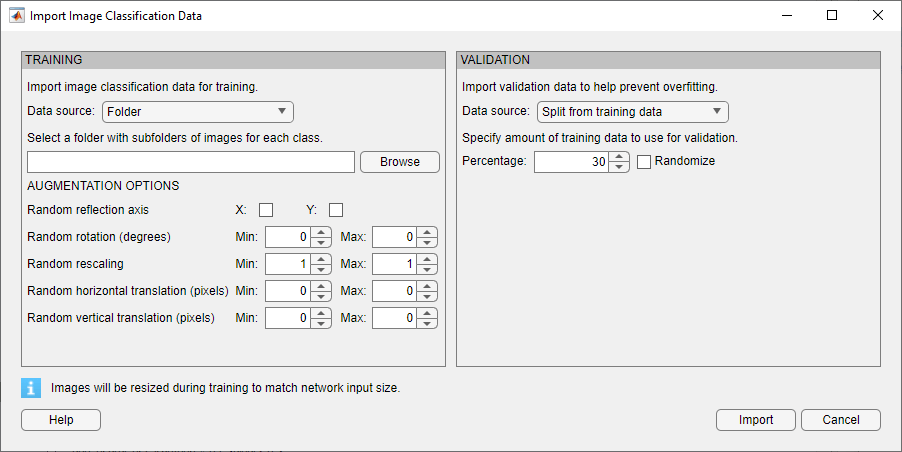 Import Image Data dialog box