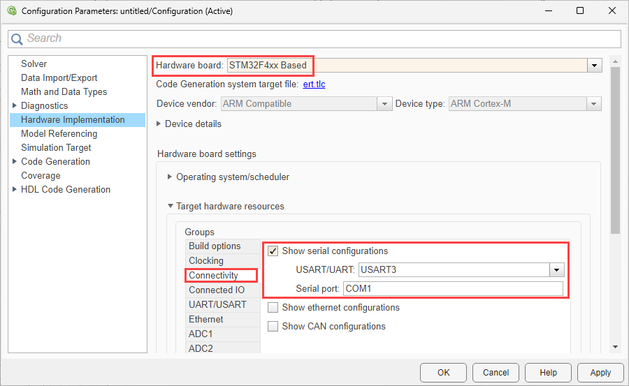 Configuration parameters