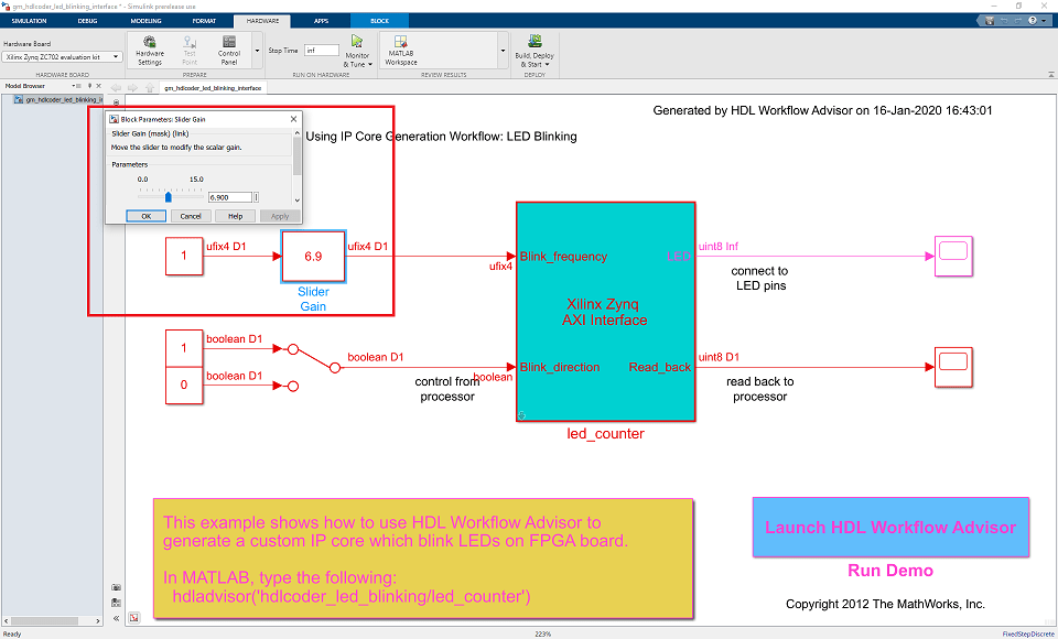 Get Started with IP Core Generation from Simulink Model