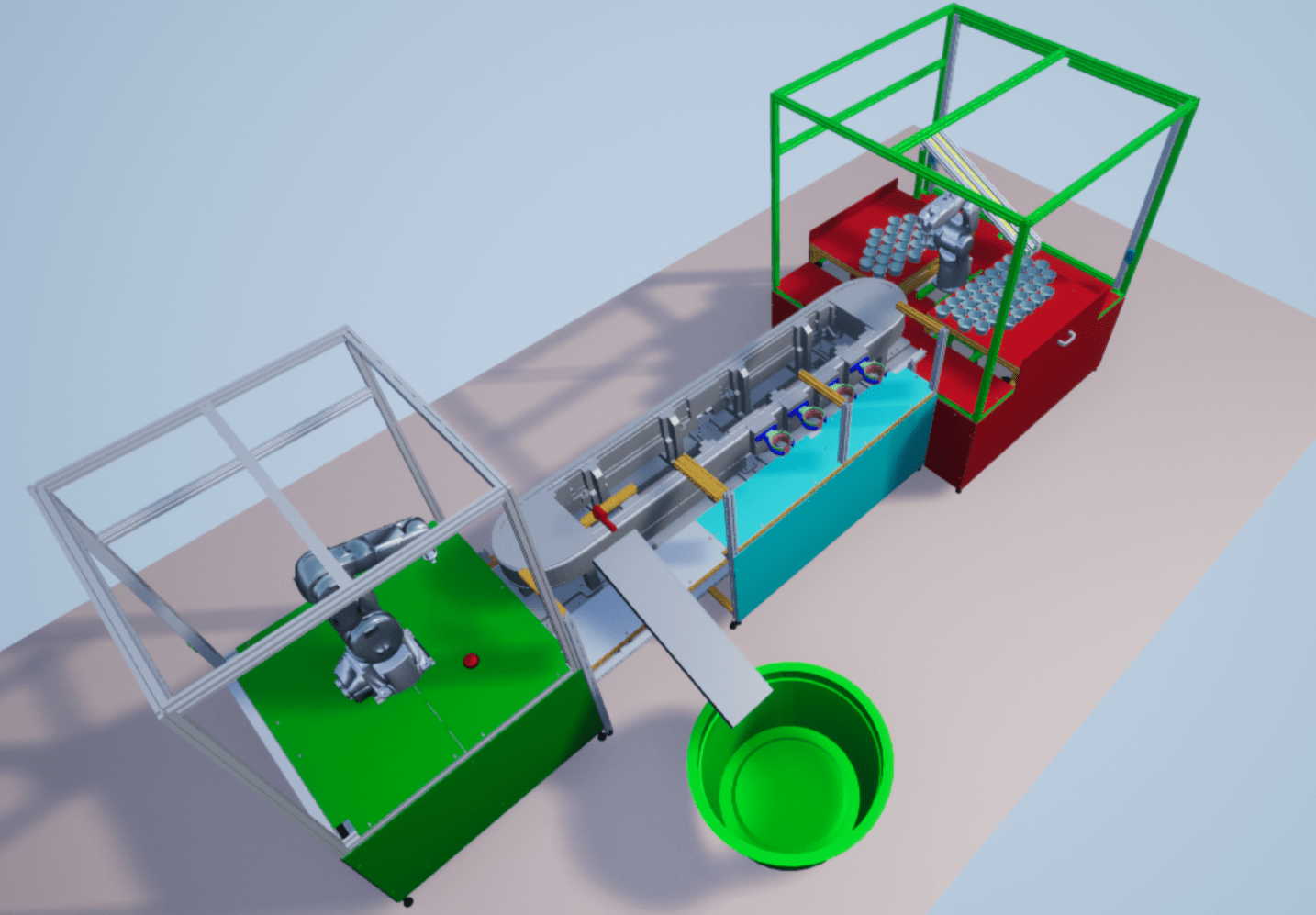 Automate Virtual Assembly Line with Two Robotic Workcells