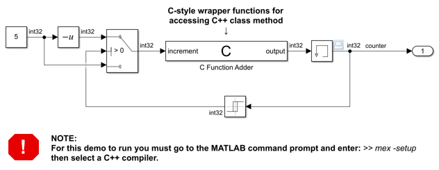 Call C++ Class Methods Using a C-style Wrapper Function from a C Function Block