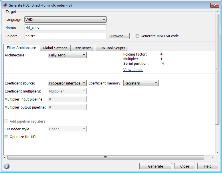 Generate HDL tool