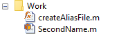 Work folder containing createAliasFile and SecondName files