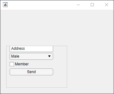 UI figure window with a panel with four UI components. Only one edit field is visible.