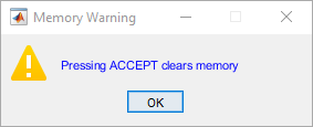 Warning dialog box with blue text