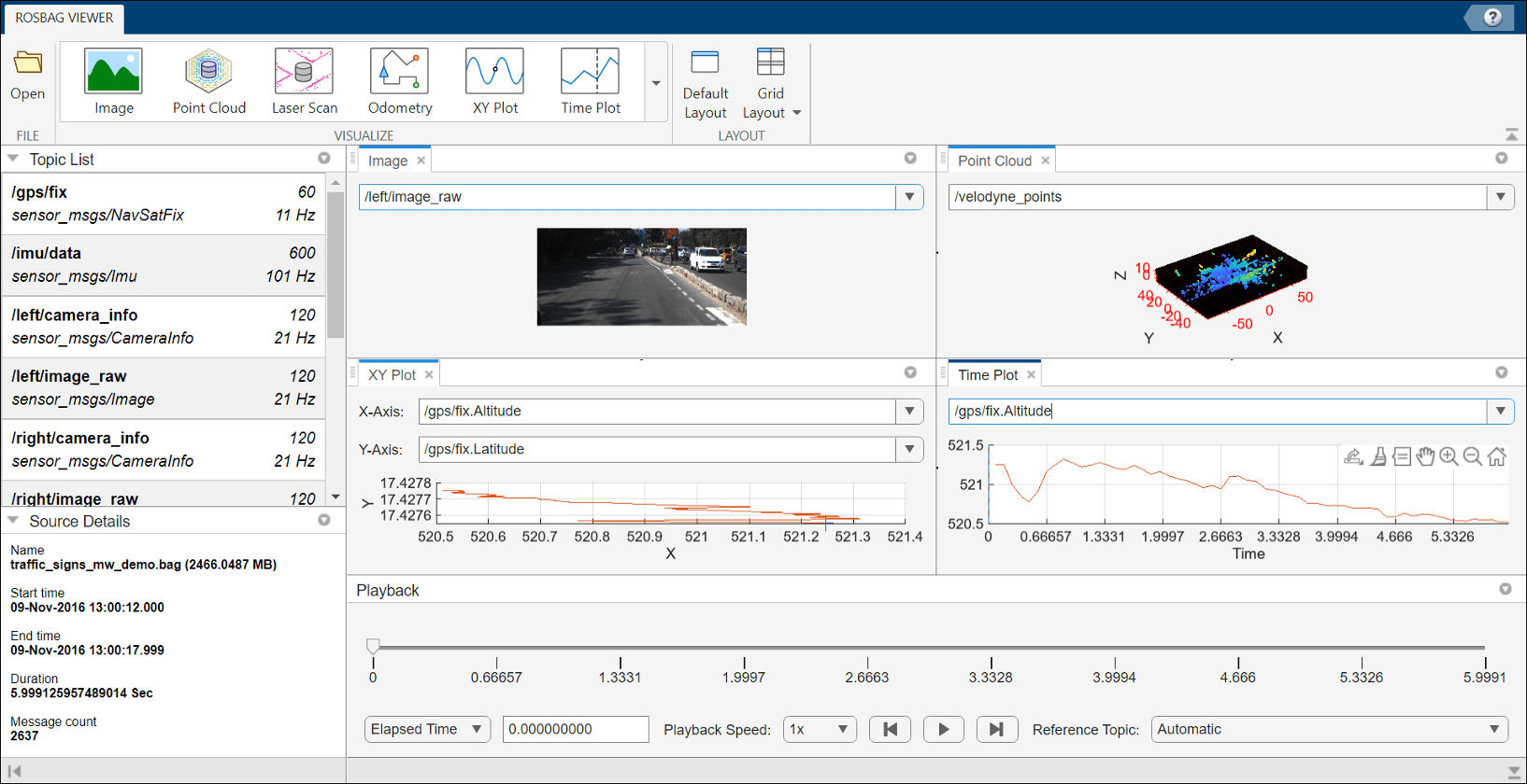 ROS Bag Viewer app interface