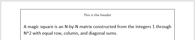 The page header content, "This is the header", is inside the solid black border.