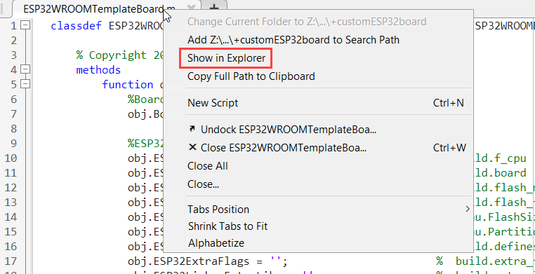 ESP32 board new template location