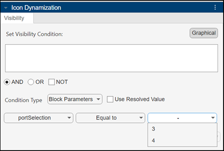 Icon Dynamization pane in Graphical mode