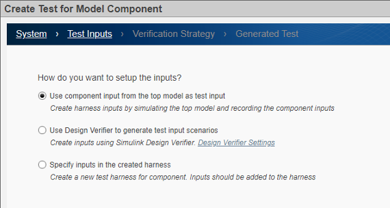 Wizard section showing options to set up the inputs.