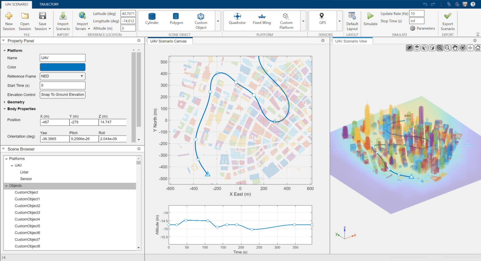 UAV Scenario Designer app preview