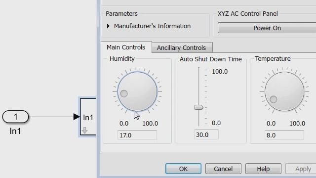 Create a mask dialog box using the Simulink Mask Editor.