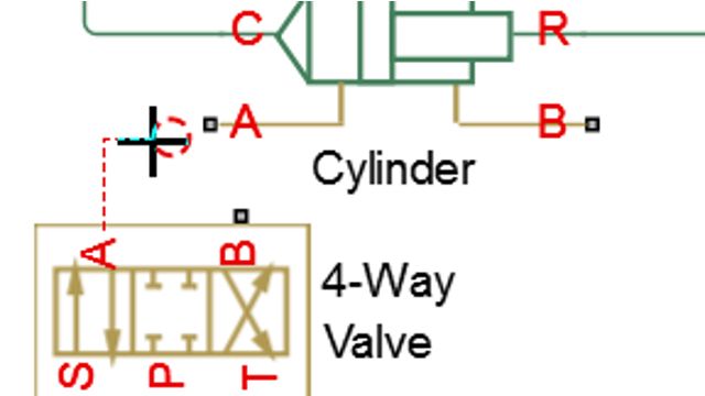 Model a hydraulic actuation system. A double-acting hydraulic cylinder controlled by a four-way directional valve is modeled using Simscape Fluids.